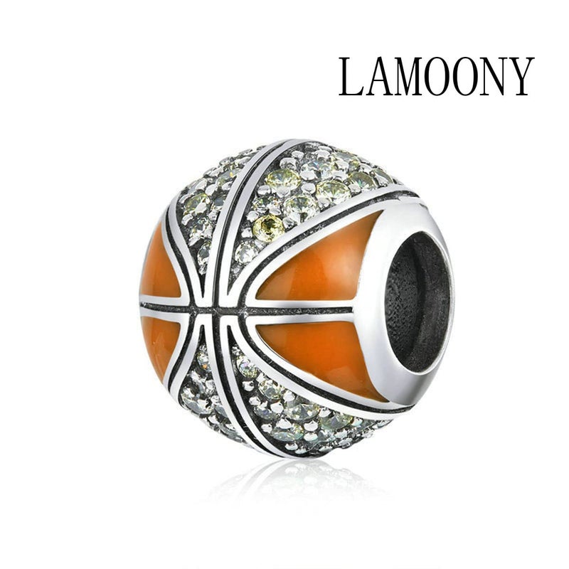 LAMOONY Basketball Charm 925 Sterling Silver Sport Charm Volleyball Baseball Ball Headphone Family DIY for Pandora Charm Bracelet - Image 2